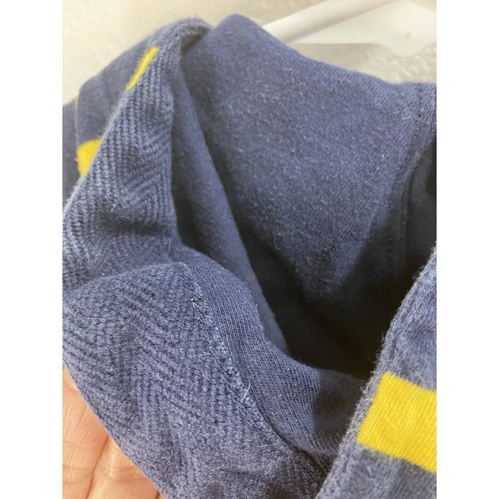 Ralph Lauren Baby Romper One-Piece Hooded Rugby Navy Yellow Stripe Size 6 Months